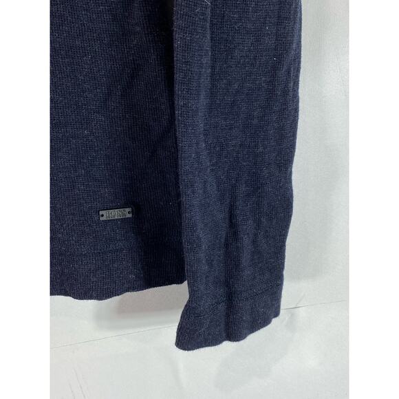 BOSS HUGO BOSS Men's Navy Cotton Slim-Fit Thermal Henley Long Sleeve Shirt SZ S - Picture 9 of 13